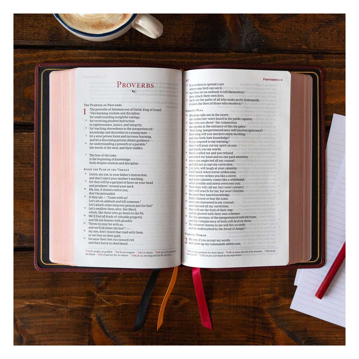 CSB Marbled Burgundy Genuine Leather Single-Column Personal Size Handcrafted Bible