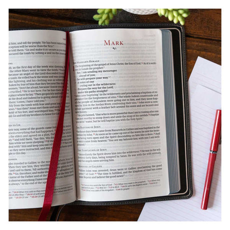 CSB Marbled Slate Genuine Leather Single-Column Personal Size Handcrafted Bible