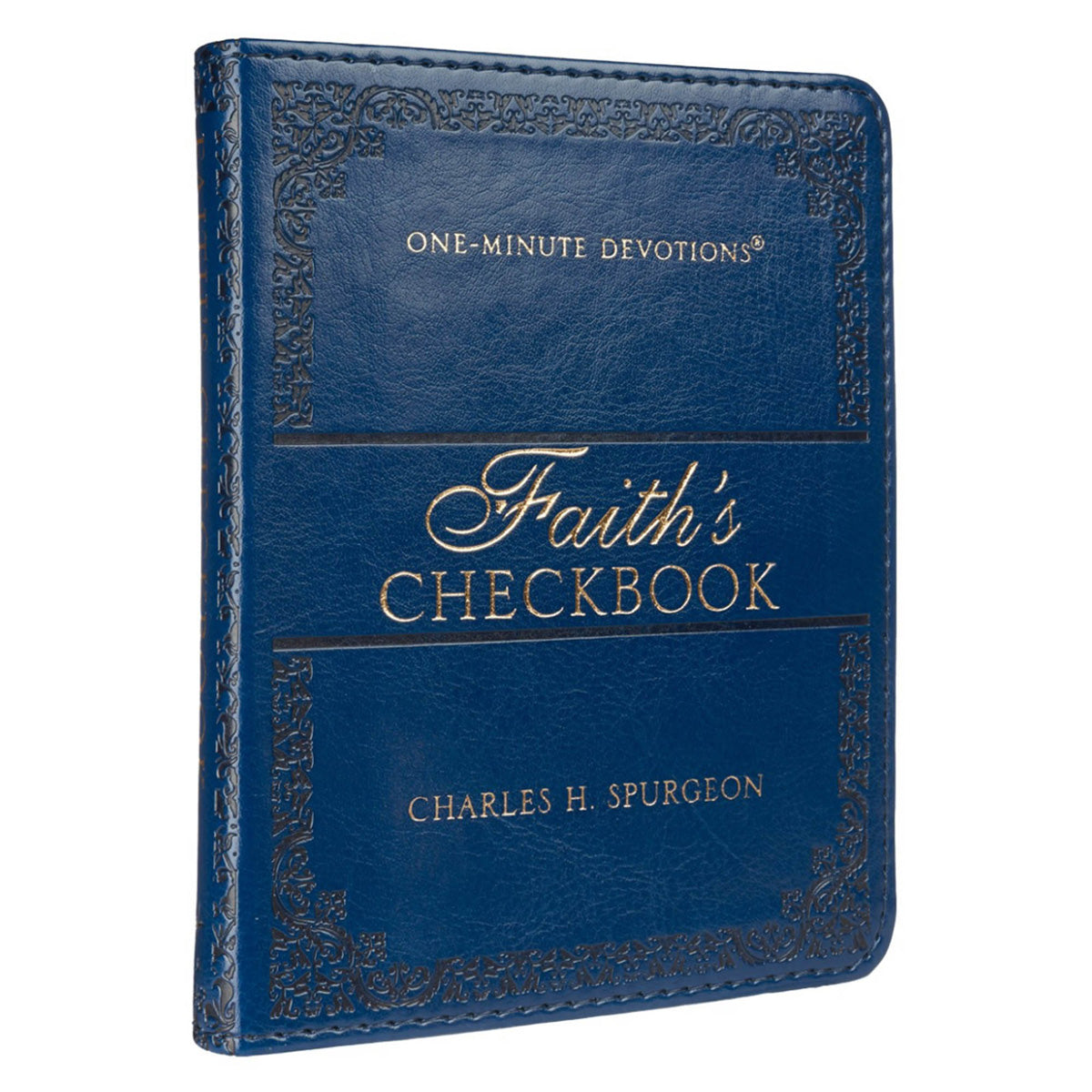 One Minute Devotions Faiths Navy Checkbook Faux Leather