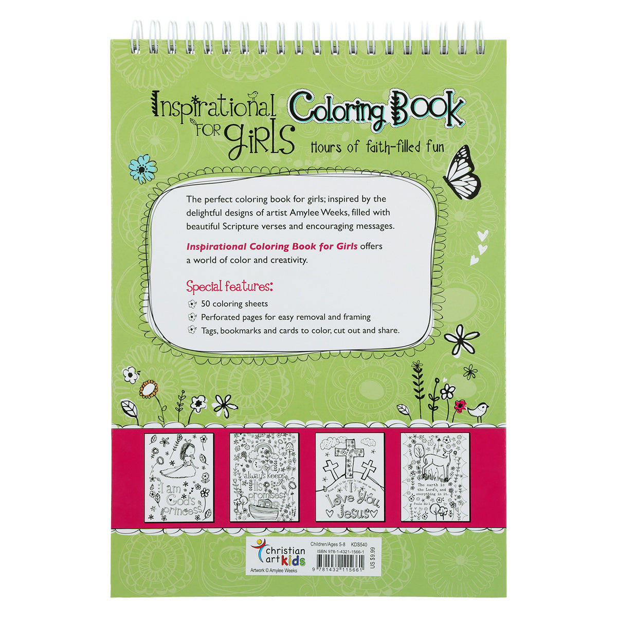 Inspirational Coloring Book For Girls (Wirebound)