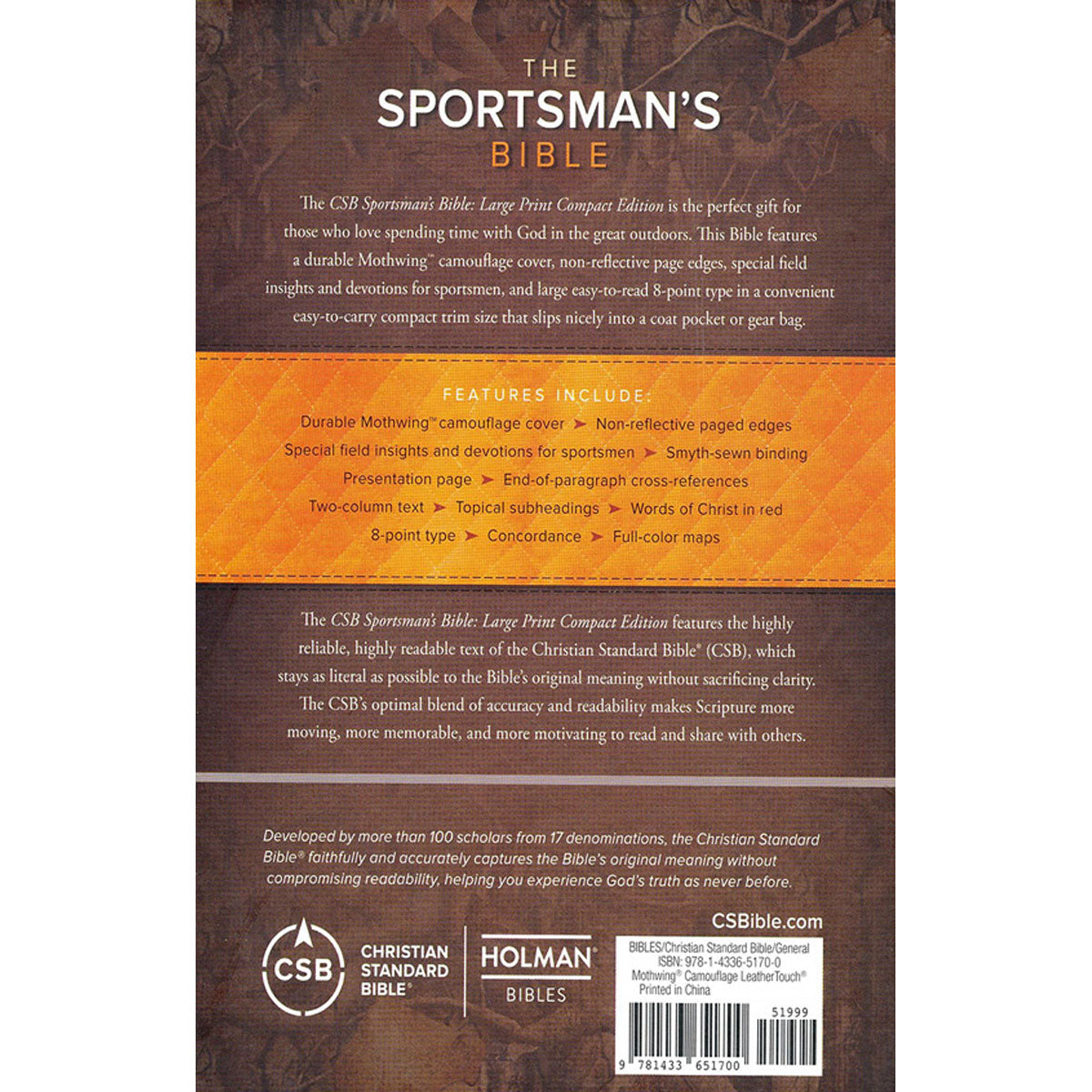 CSB Sportsmans Large Print Compact Bible Edition (Imitation Leather)