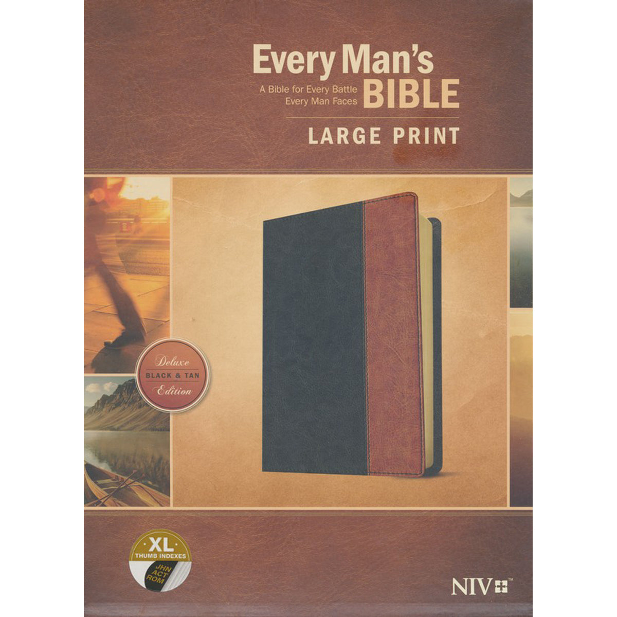 NIV Every Man's Bible Large Print Black / Tan (Imitation Leather)