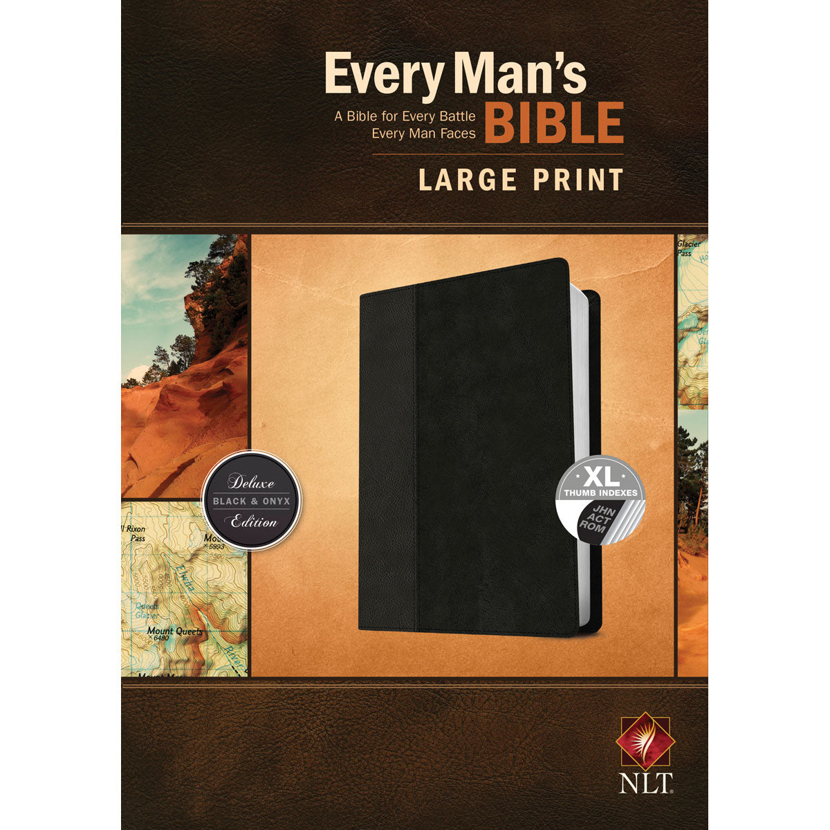 NLT Every Mans Bible Large Print Black / Onyx (Imitation Leather)