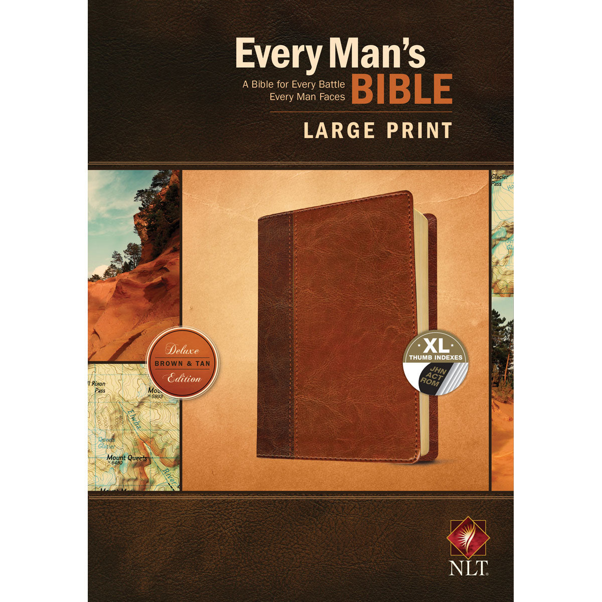 NLT Every Mans Bible Large Print Brown / Tan (Imitation Leather)