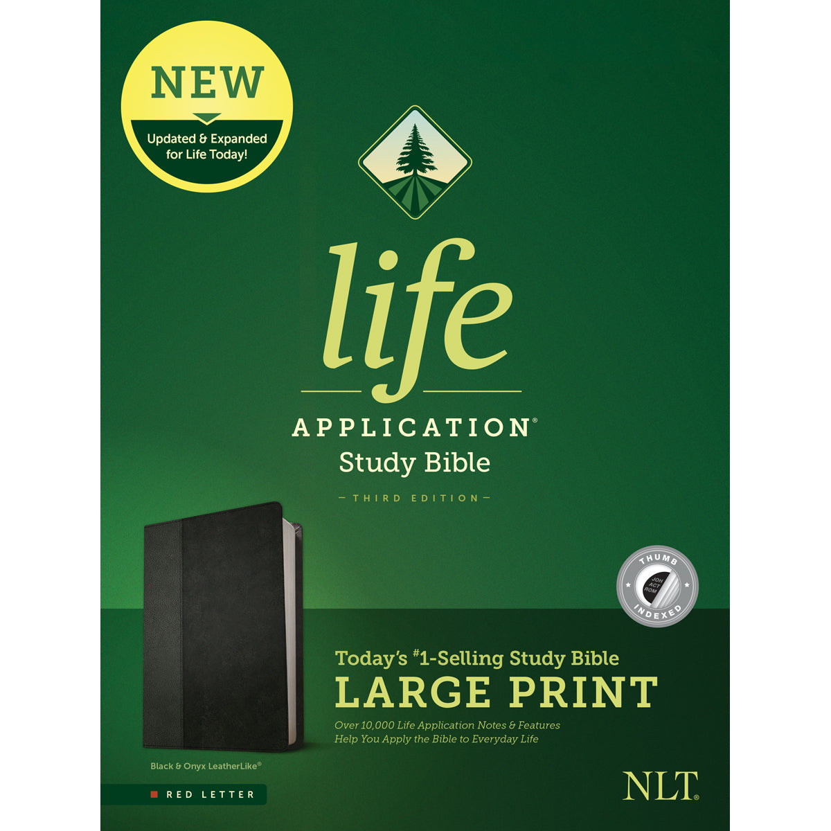 NLT Life Application Study Bible 3rd Edition Large Print Index Black (Imitation Leather)