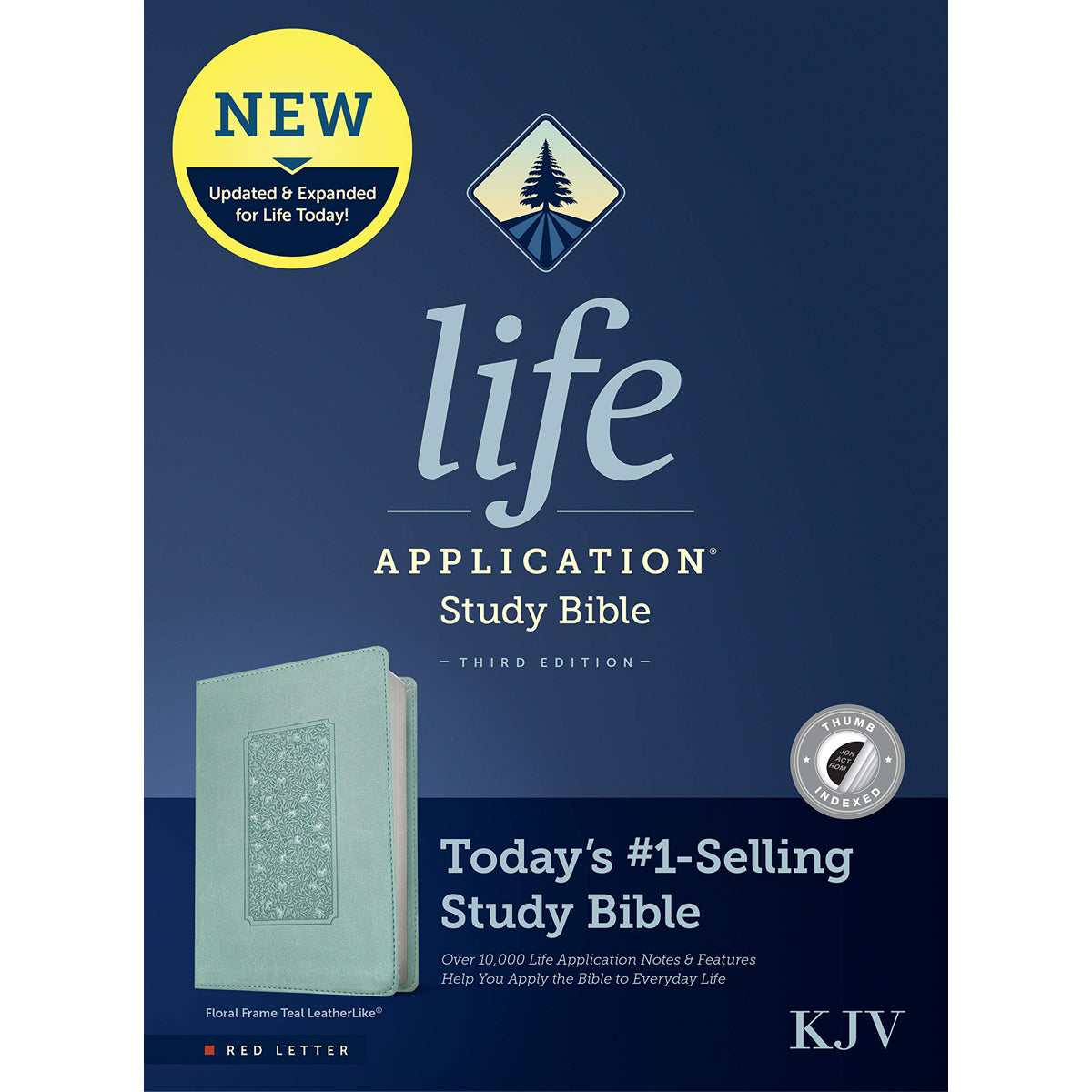 KJV Life Application Study Bible, Third Ed, Red Letter, Index, Floral Frame Teal (Imitation Leather)