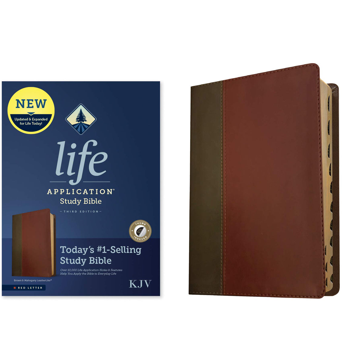 KJV Life Application Study Bible, Third Ed, Red Letter, Index, Brown / Mahogany (Imitation Leather)