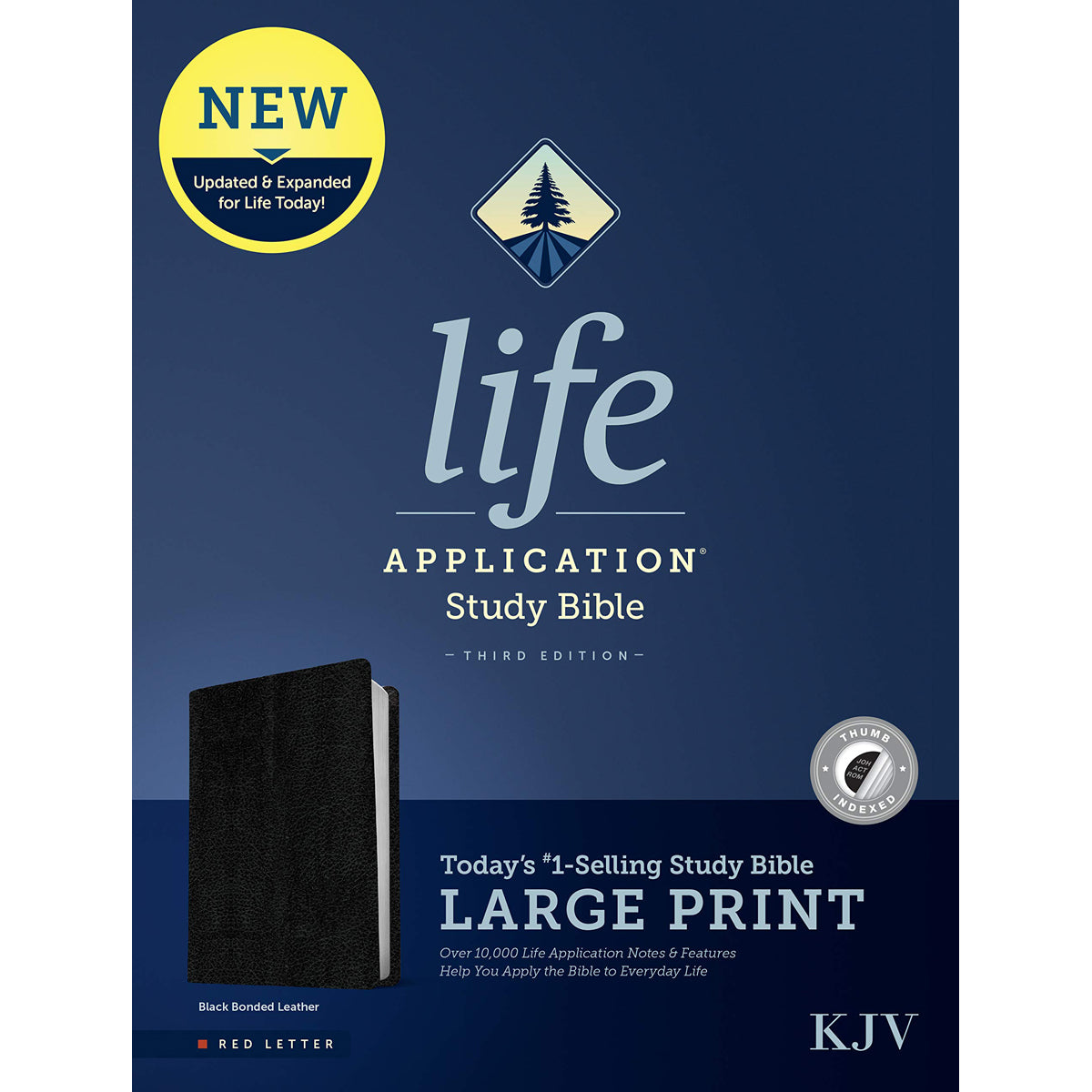 KJV Life Application Study Bible, Third Ed, Large Print, Red Letter, Index, Black (Bonded Leather)