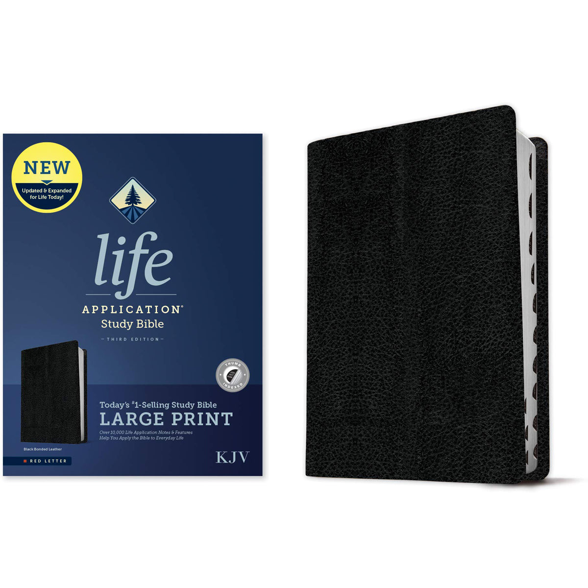 KJV Life Application Study Bible, Third Ed, Large Print, Red Letter, Index, Black (Bonded Leather)
