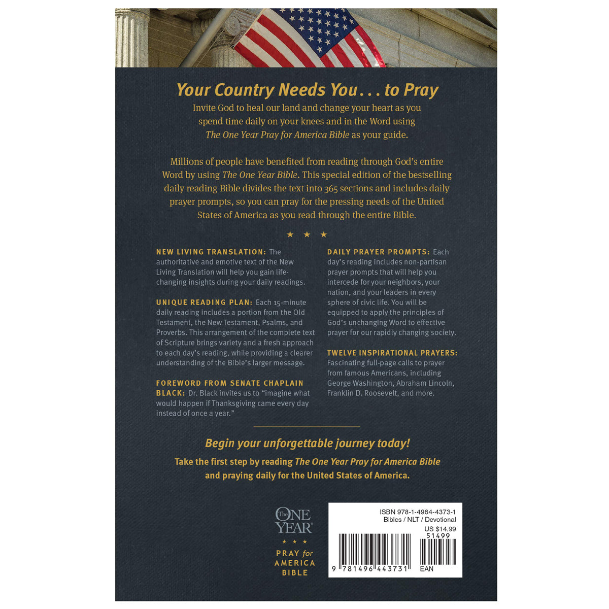 NLT One Year Pray For America Bible (Paperback)