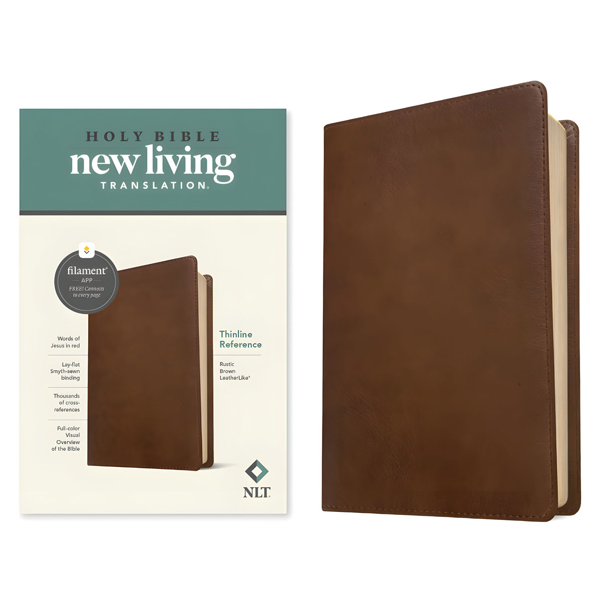 NLT Filament Thinline Reference Bible Red Letter Rustic Brown (Imitation Leather)