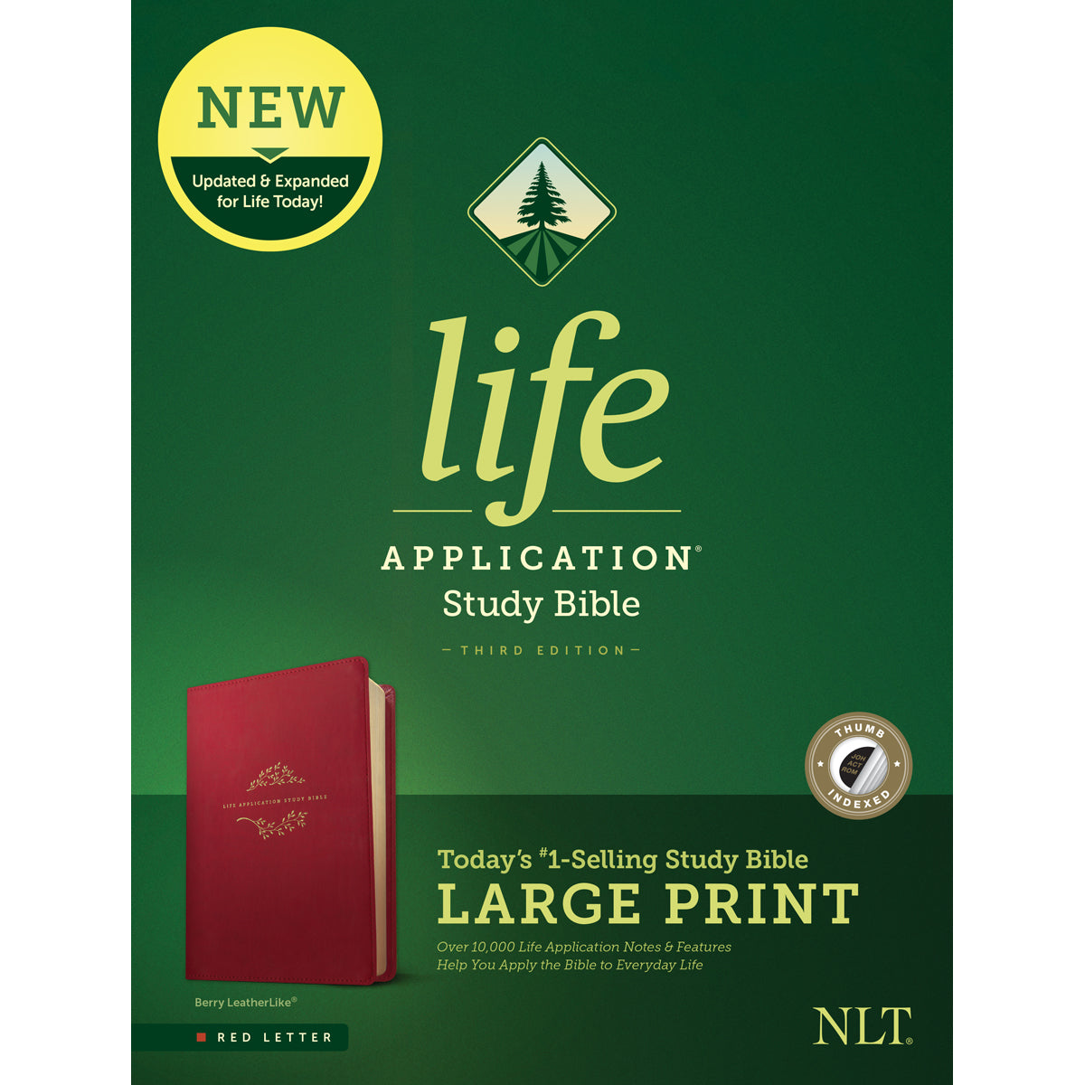 NLT Life Application Study Bible, Third Ed Large Print Indexed Red Letter Berry (Imitation Leather)