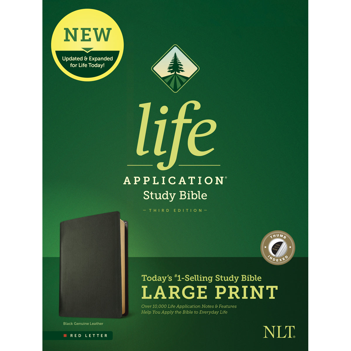 NLT Life Application Study Bible, Third Ed Large Print Indexed Red Letter Black (Genuine Leather)