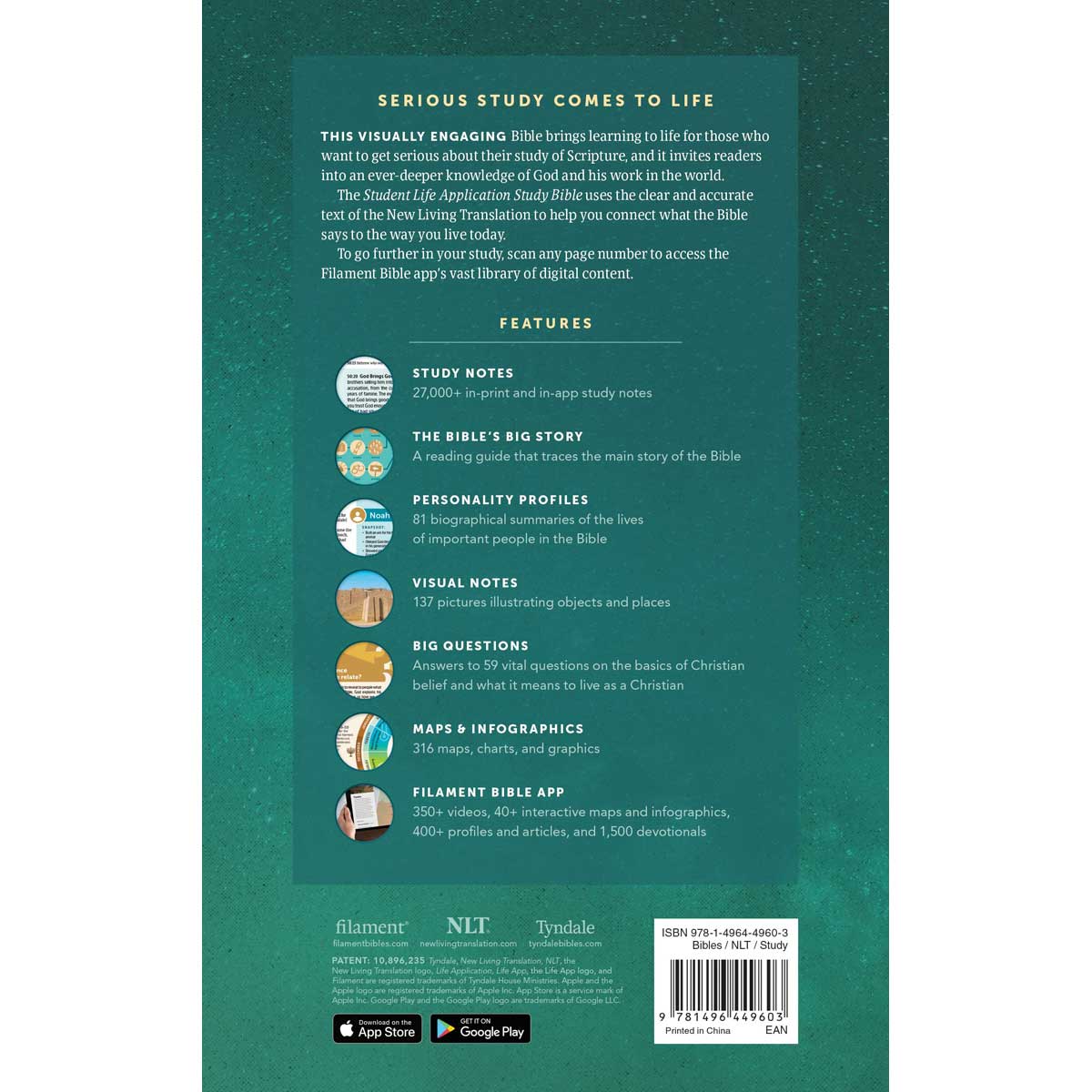 NLT Life Application Student Bible Filament Enabled Edition Red Letter (Paperback)