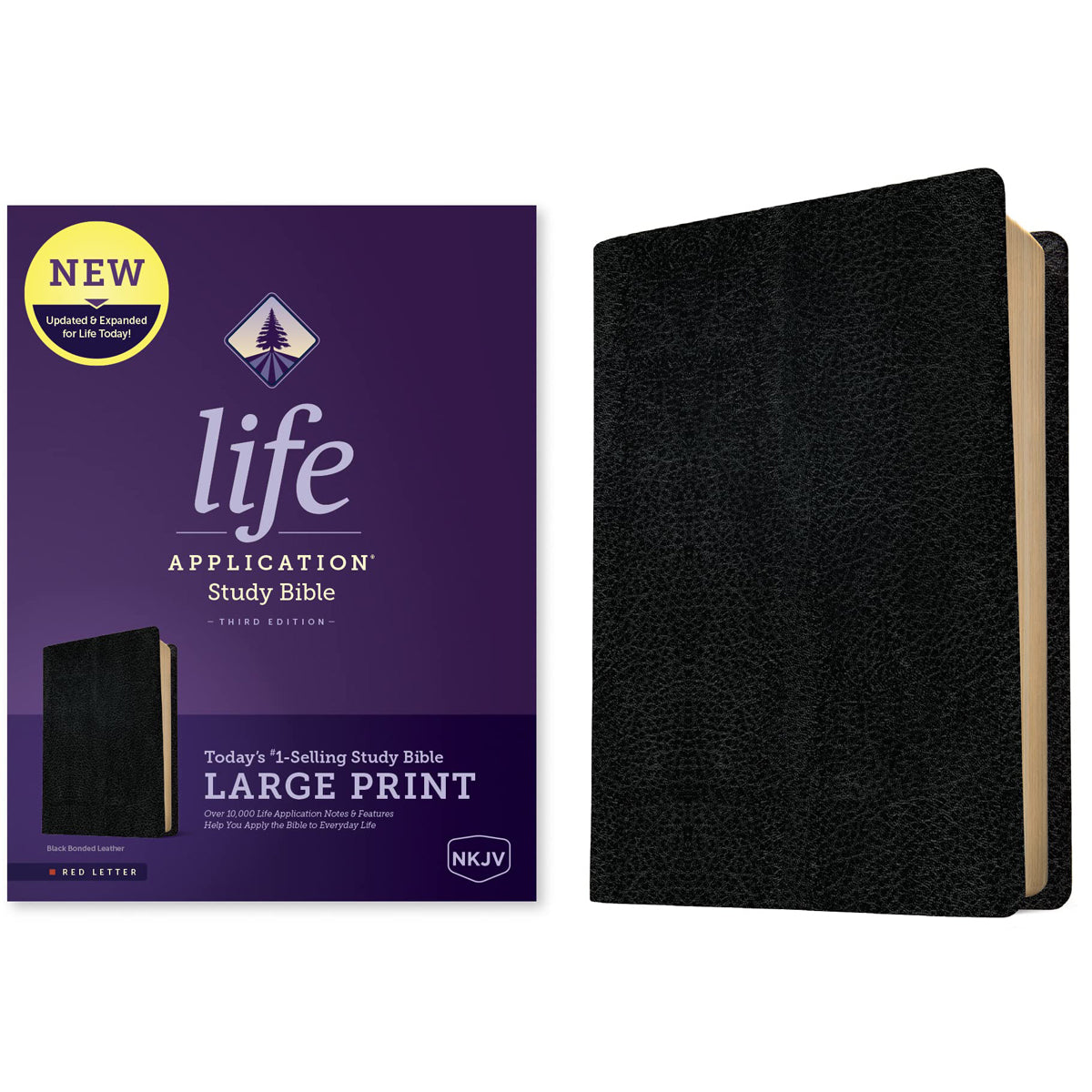 NKJV Life Application Study Bible Third Edition, Large Print, Red Letter, Black (Immitation Leather)