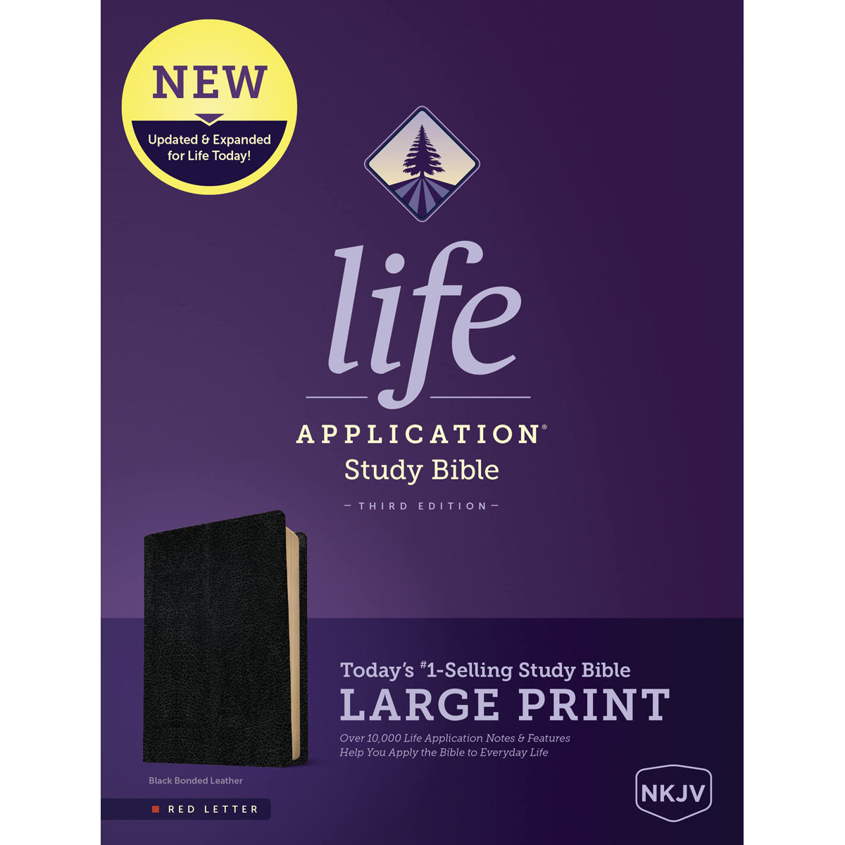 NKJV Life Application Study Bible Third Edition, Large Print, Red Letter, Black (Immitation Leather)