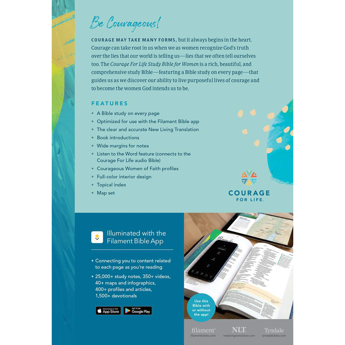 NLT Courage For Life Filament Enabled Study Bible For Women (Hardcover)