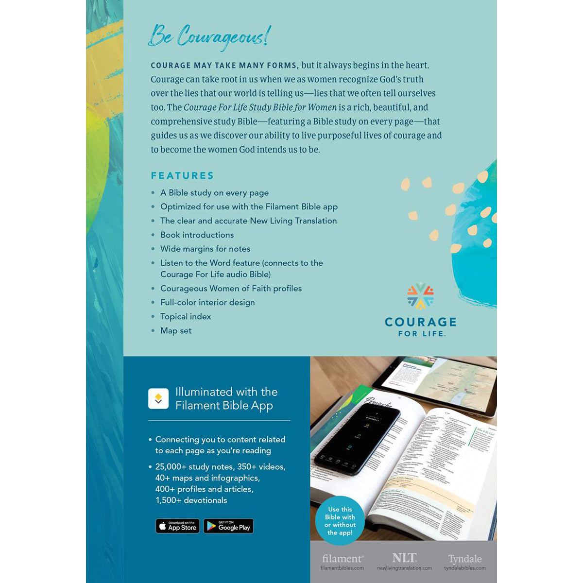 NLT Courage For Life Filament Enabled Study Bible For Women (Paperback)