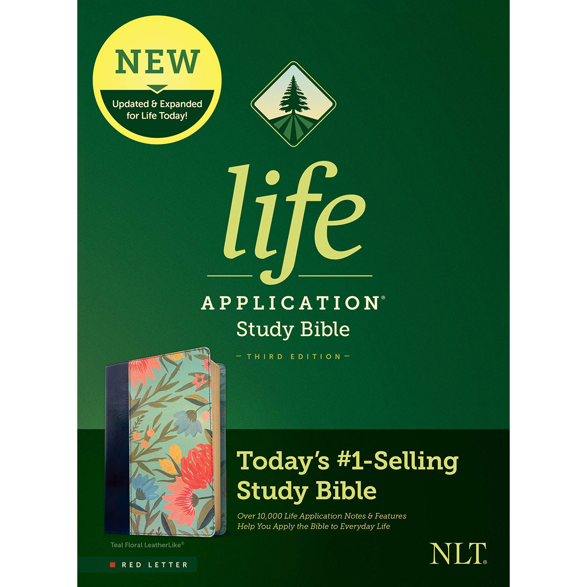 NLT Life Application Study Bible, Third Edition, Red Letter, Floral Teal (Imitation Leather)