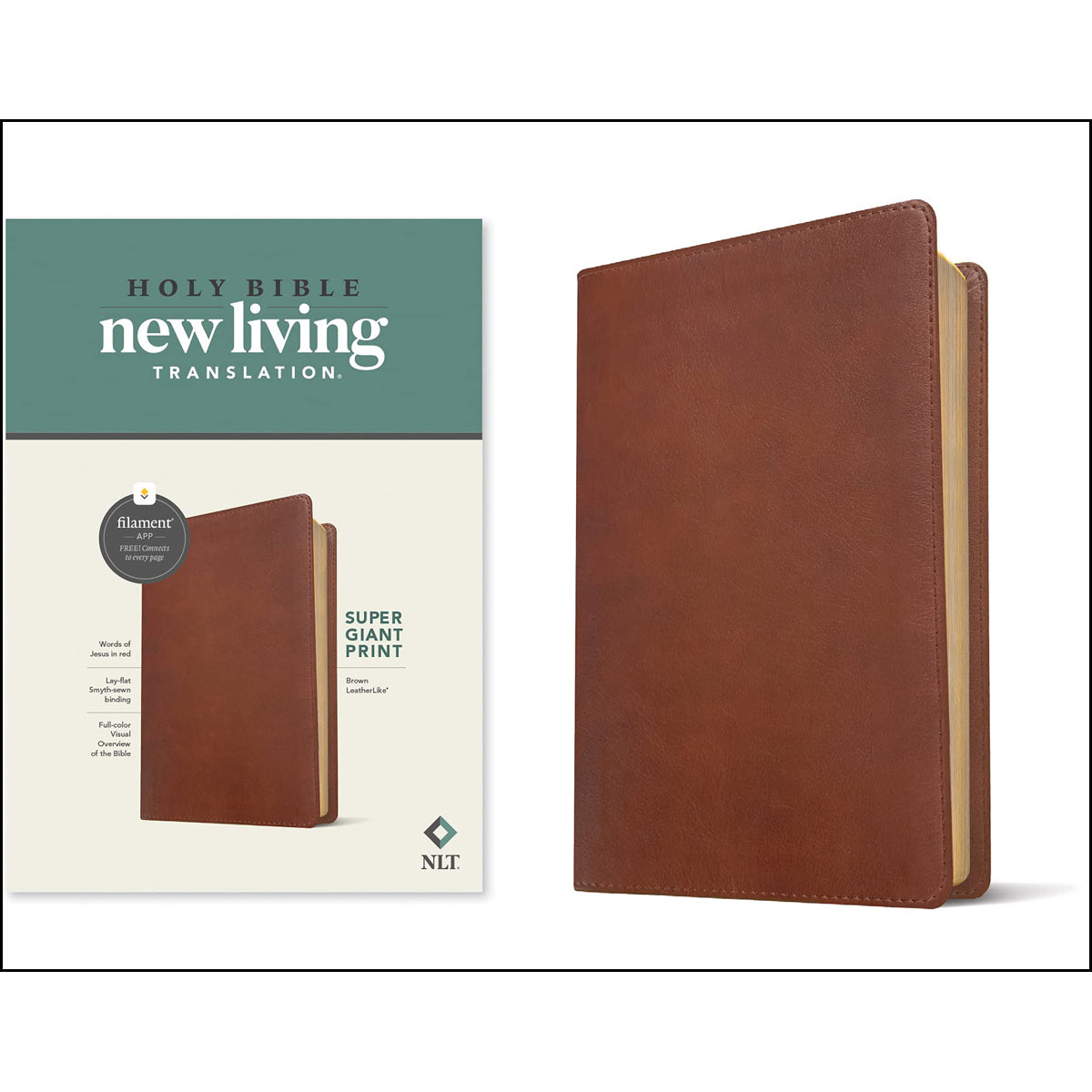 NLT Filament Bible Super Giant Print Red Letter Brown (Imitation Leather)