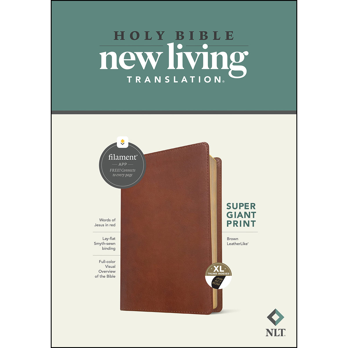 NLT Filament Bible Super Giant Print Red Letter Brown Indexed (Imitation Leather)