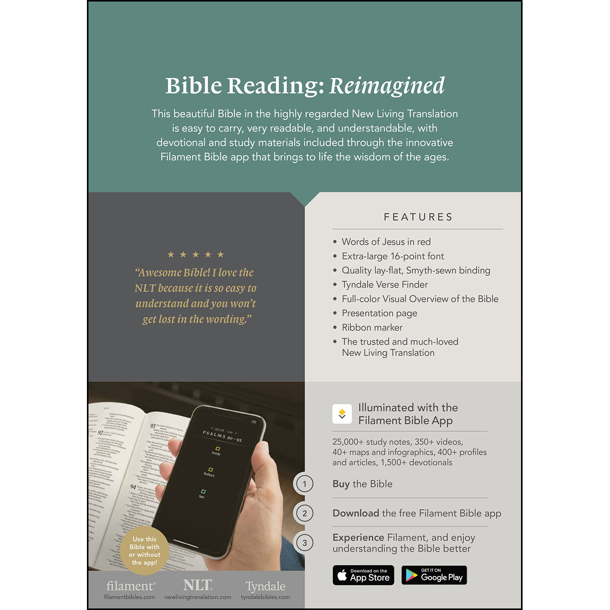 NLT Filament Bible Super Giant Print Red Letter Black Indexed (Imitation Leather)