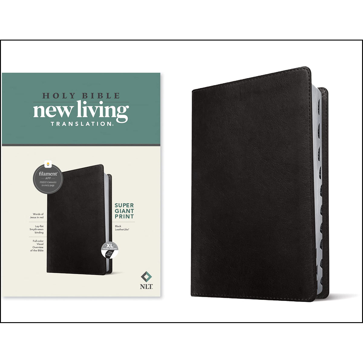 NLT Filament Bible Super Giant Print Red Letter Black Indexed (Imitation Leather)