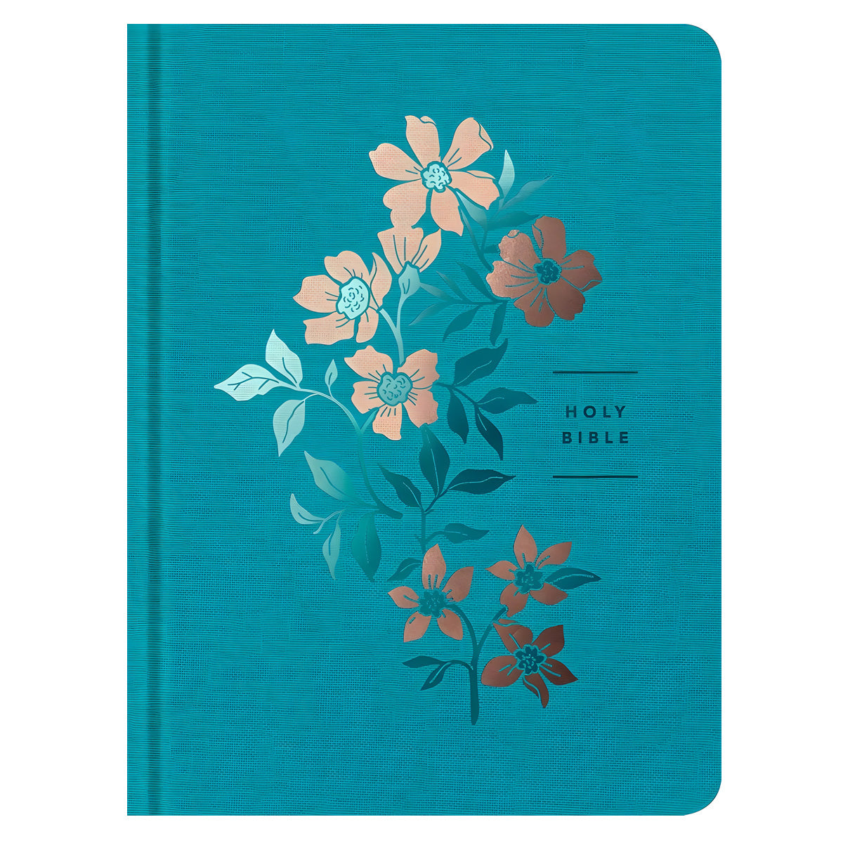 NLT Ocean Blue Floral Hardcover Filament Wide Margin Bible