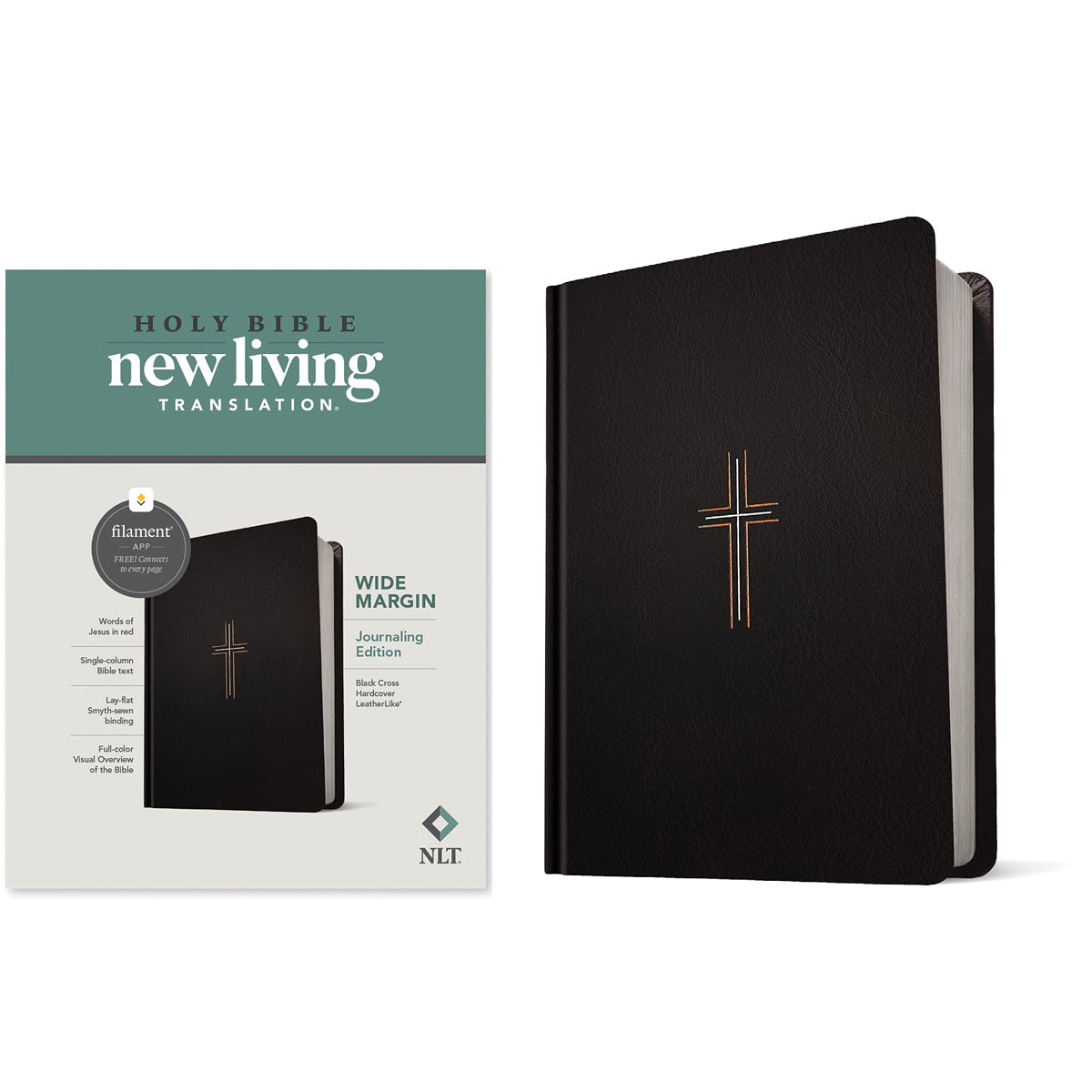 NLT Filament Enabled Bible, Wide Margin, Red Letter, Black Cross (Hardcover)
