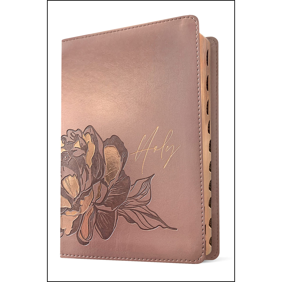 NLT Filament Compact Bible Giant Print Red Letter Indexed Rose Metallic Peony (Imitation Leather)