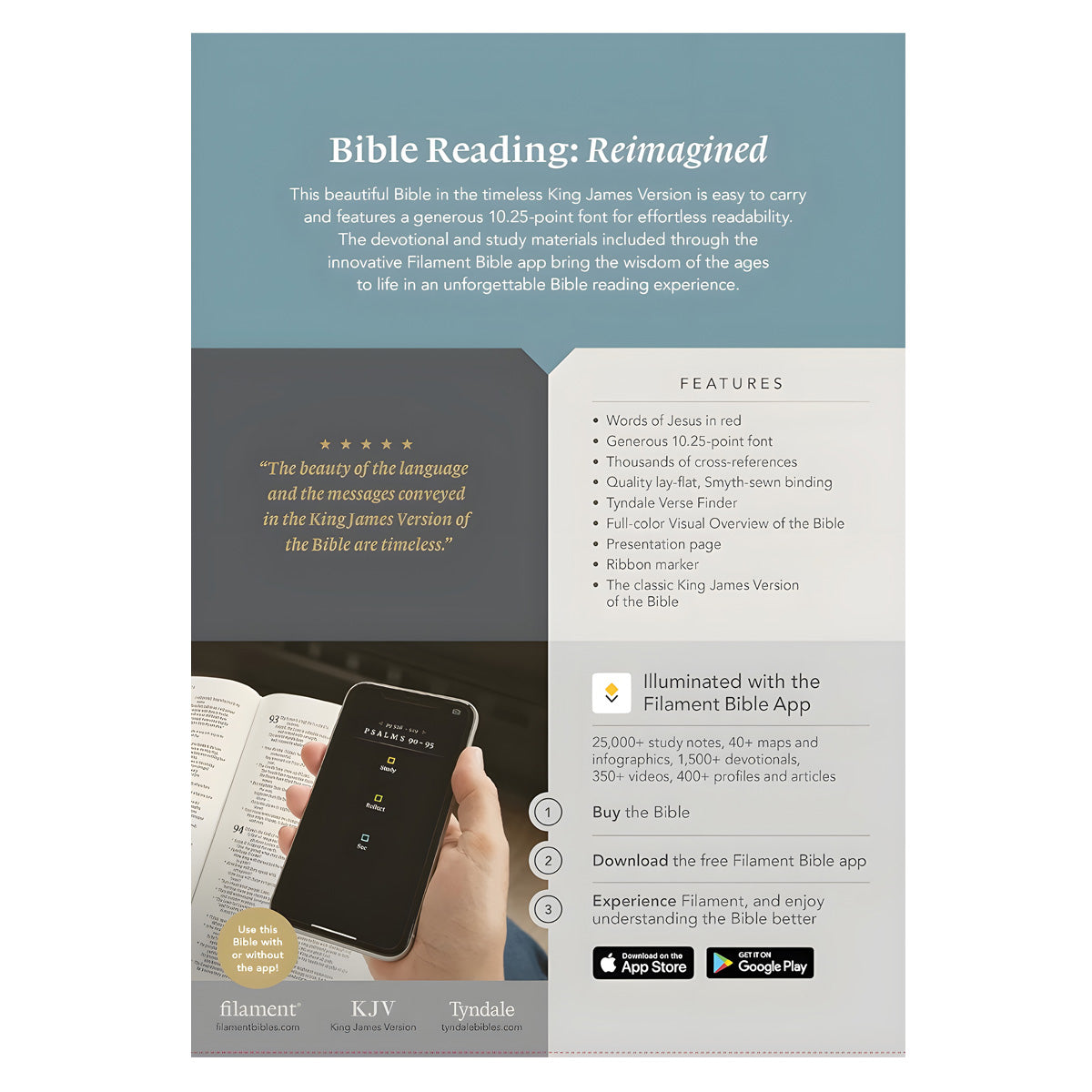 KJV Floral Leaf Teal Imitation Leather Filament Thinline Reference Bible Large Print