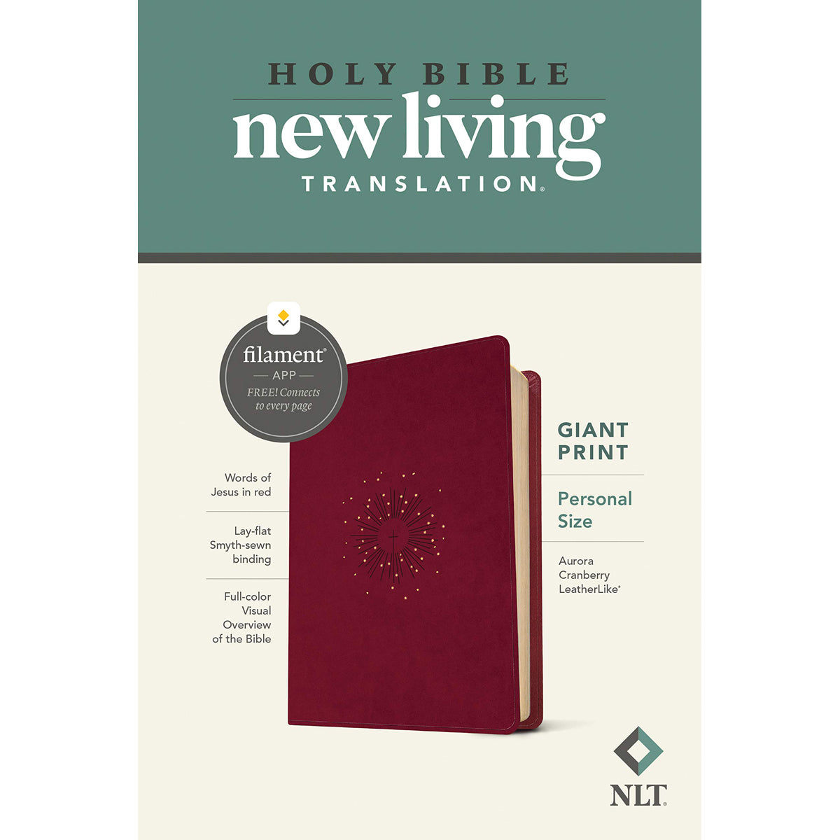 NLT Filament Personal Size, Giant Print Bible, Red Letter, Cranberry (Imitation Leather)