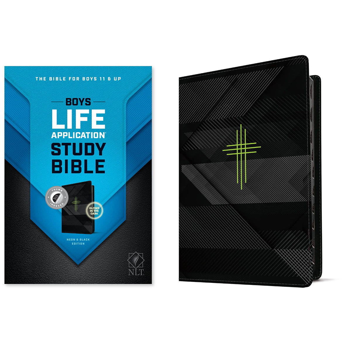 NLT Boys Life Application Study Bible, Indexed, TuTone, Neon / Black (Imitation Leather)