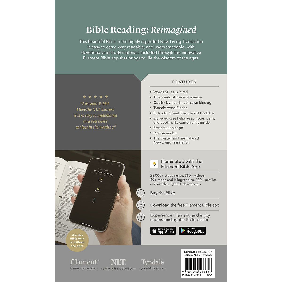 NLT Filament Thinline Reference Bible, Rustic Brown With Zip (Imitation Leather)