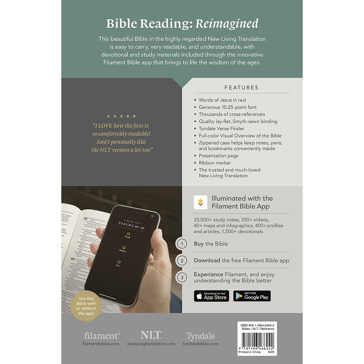 NLT Filament Thinline Reference Bible, Large Print, Stone & Camel With Zip (Imitation Leather)