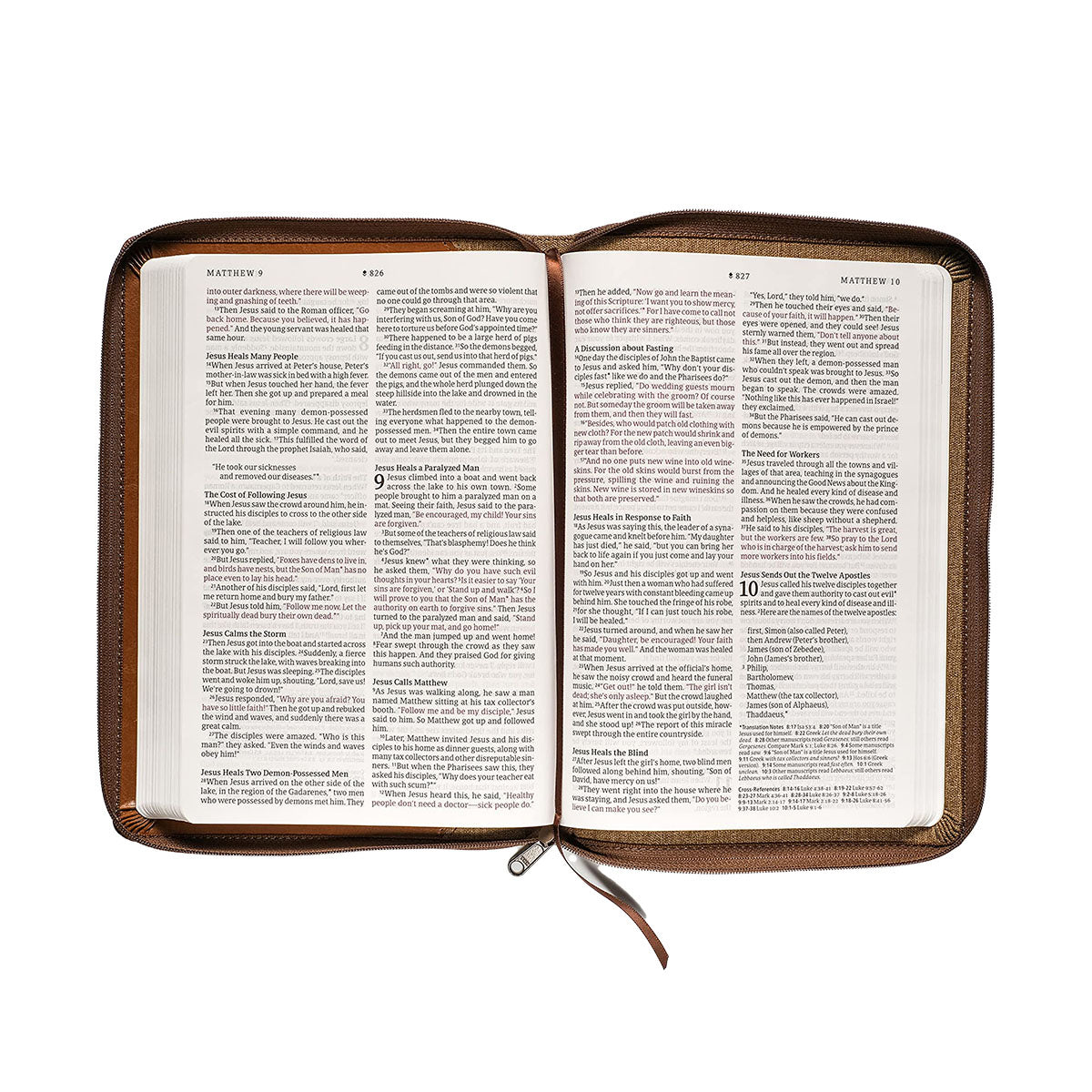 NLT Filament Thinline Reference Bible, Large Print, Stone & Camel With Zip (Imitation Leather)