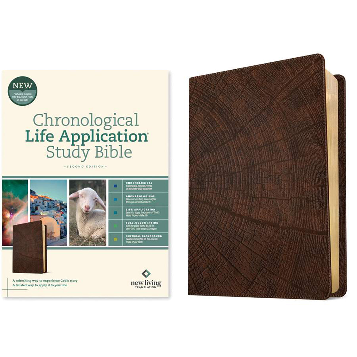 NLT Heritage Oak Brown Imitation Leather Chronological Life Application Study Bible Second Edition