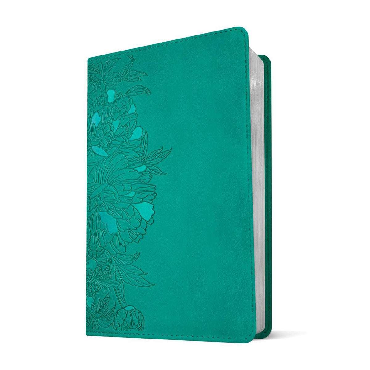 NLT Peony Rich Teal Imitation Leather Thinline Center-Column Reference Bible