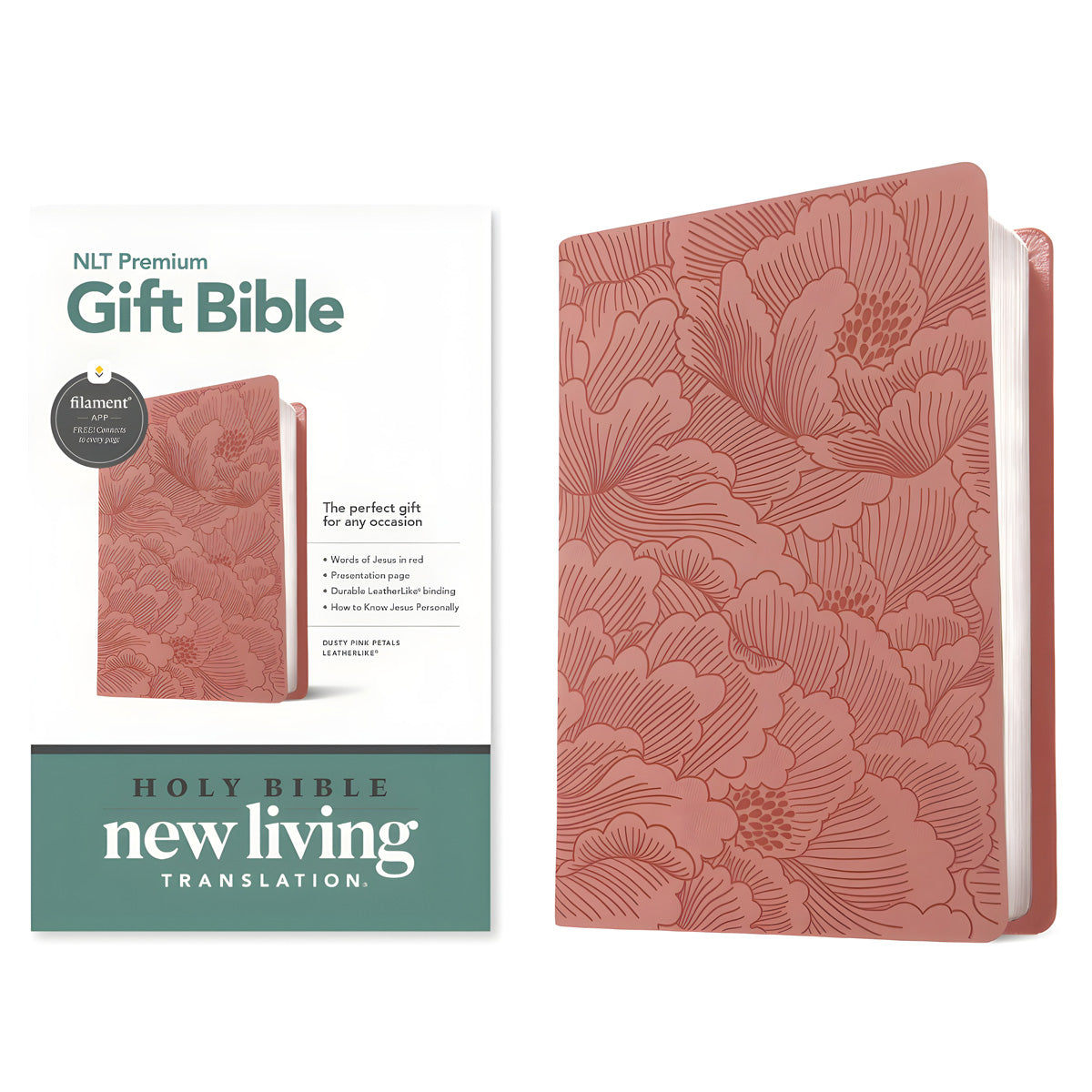 NLT Dusty Pink Petals Imitation Leather Filament Premium Gift Bible