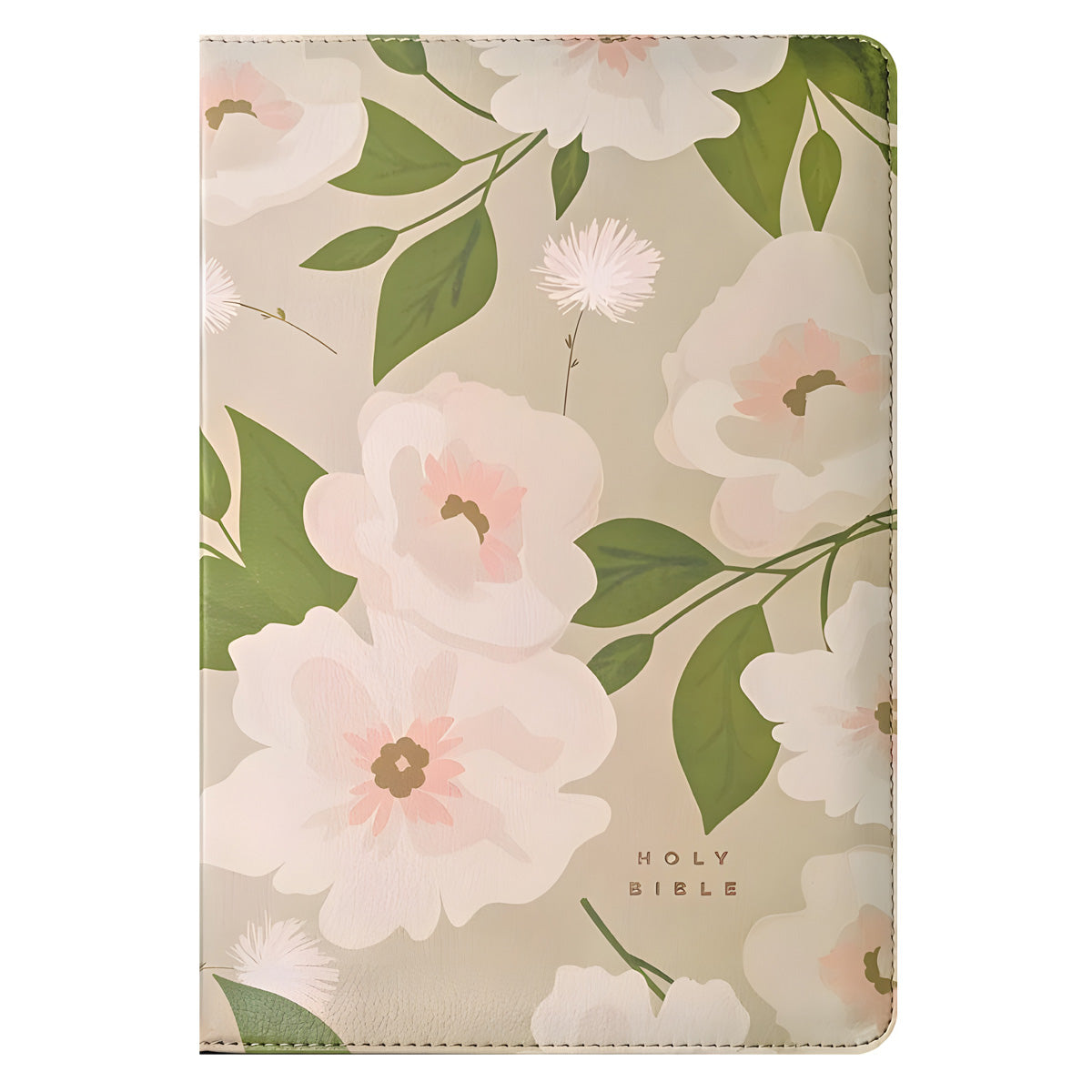 NLT Tender Blossom Taupe Imitation Leather with Zip Filament Thinline Ref Bible Red Letter