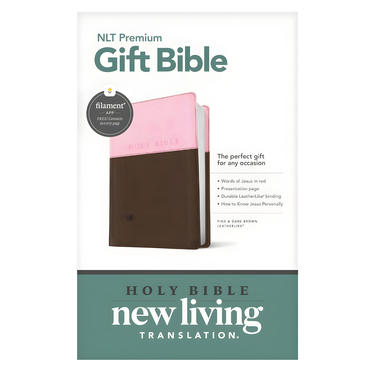 NLT Pink and Dark Brown Imitation Leather Filament Premium Gift Bible