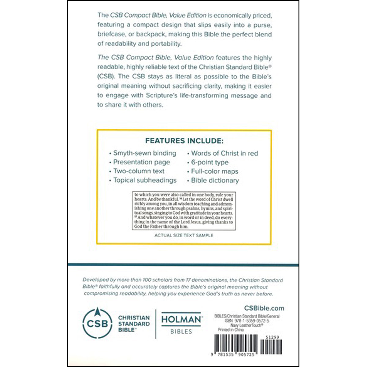 CSB Compact Bible Value Edition Navy (Imitation Leather)