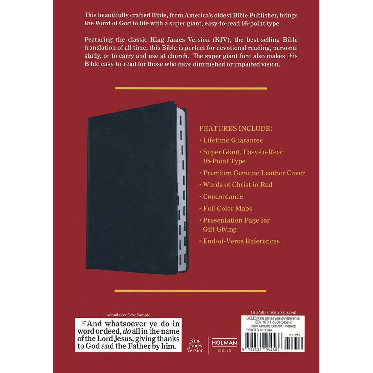 KJV Reference Bible Super Giant Print Indexed Black (Genuine Leather)