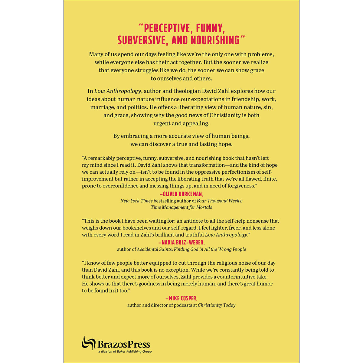 Low Anthropology: Key To A Gracious View Of Others / Yourself (Hardcover)