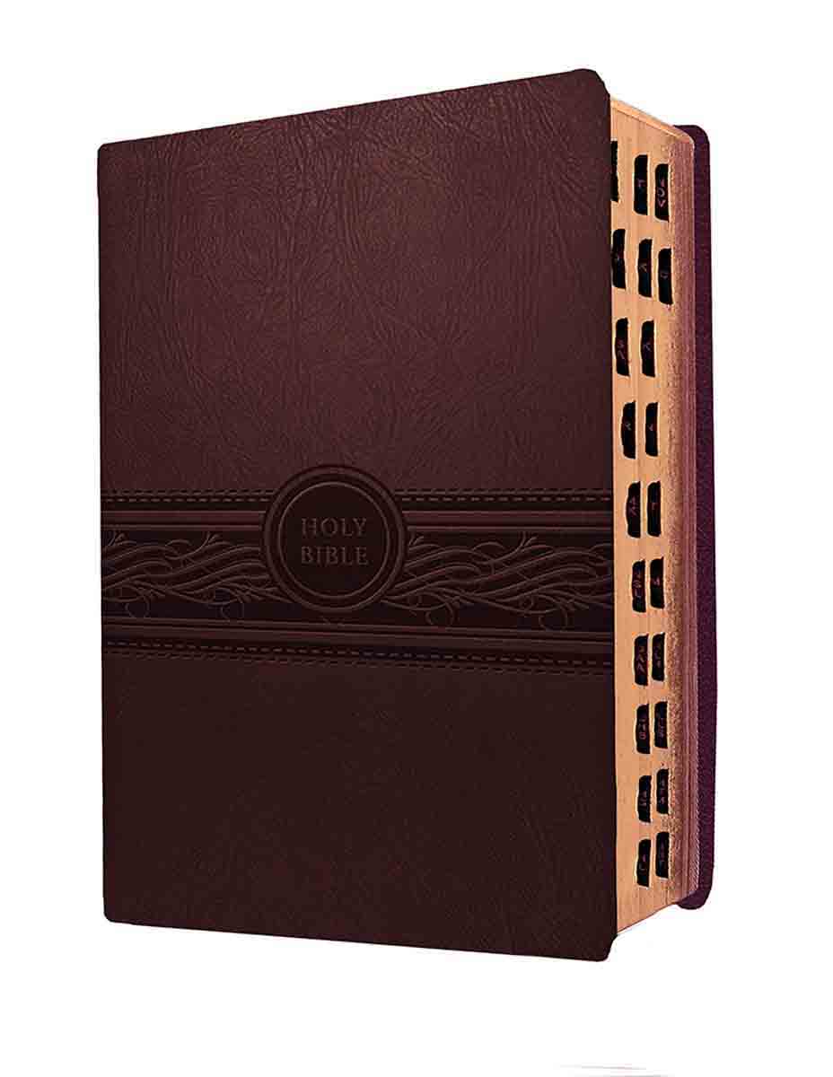 MEV Personal Size Indexed Large Print Bible Cherry Brown (Imitation Leather)