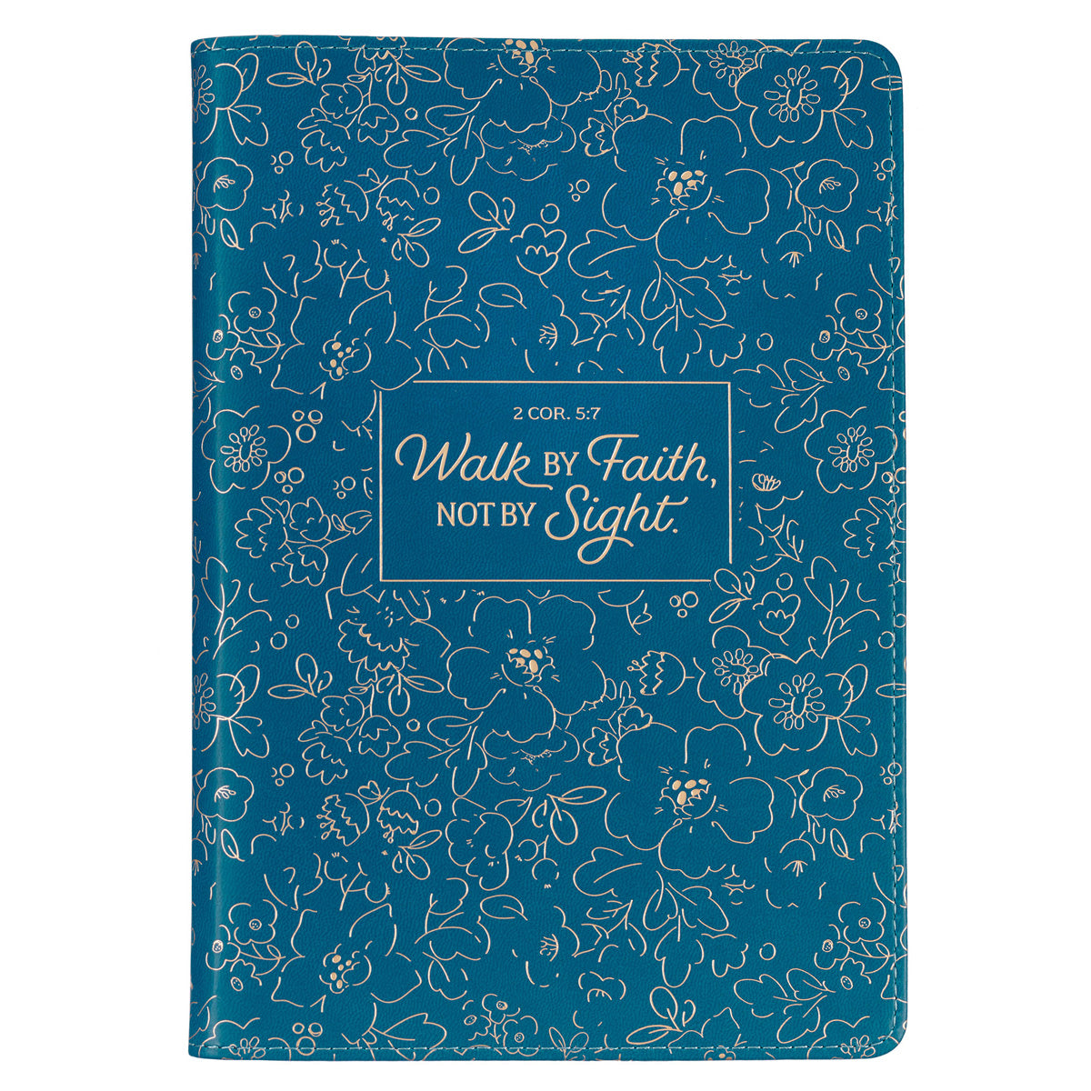 Walk By Faith, Not By Sight Faux Leather Journal With Zipped Closure - 2 Corinthians 5:7