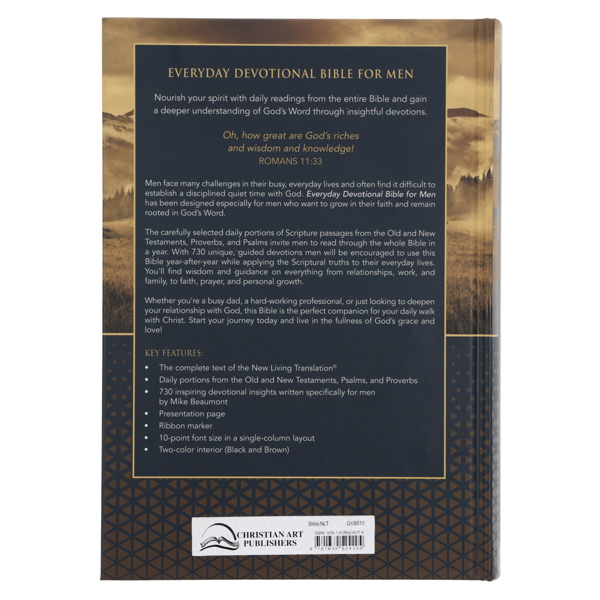 NLT Landscape Hardcover Everyday Devotional Bible for Men