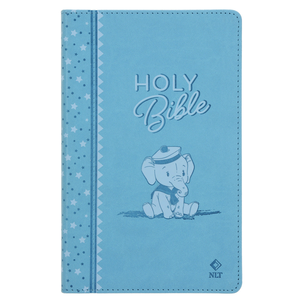 NLT Blue Elephant Flexcover Faux Leather Baby Bible for Boys