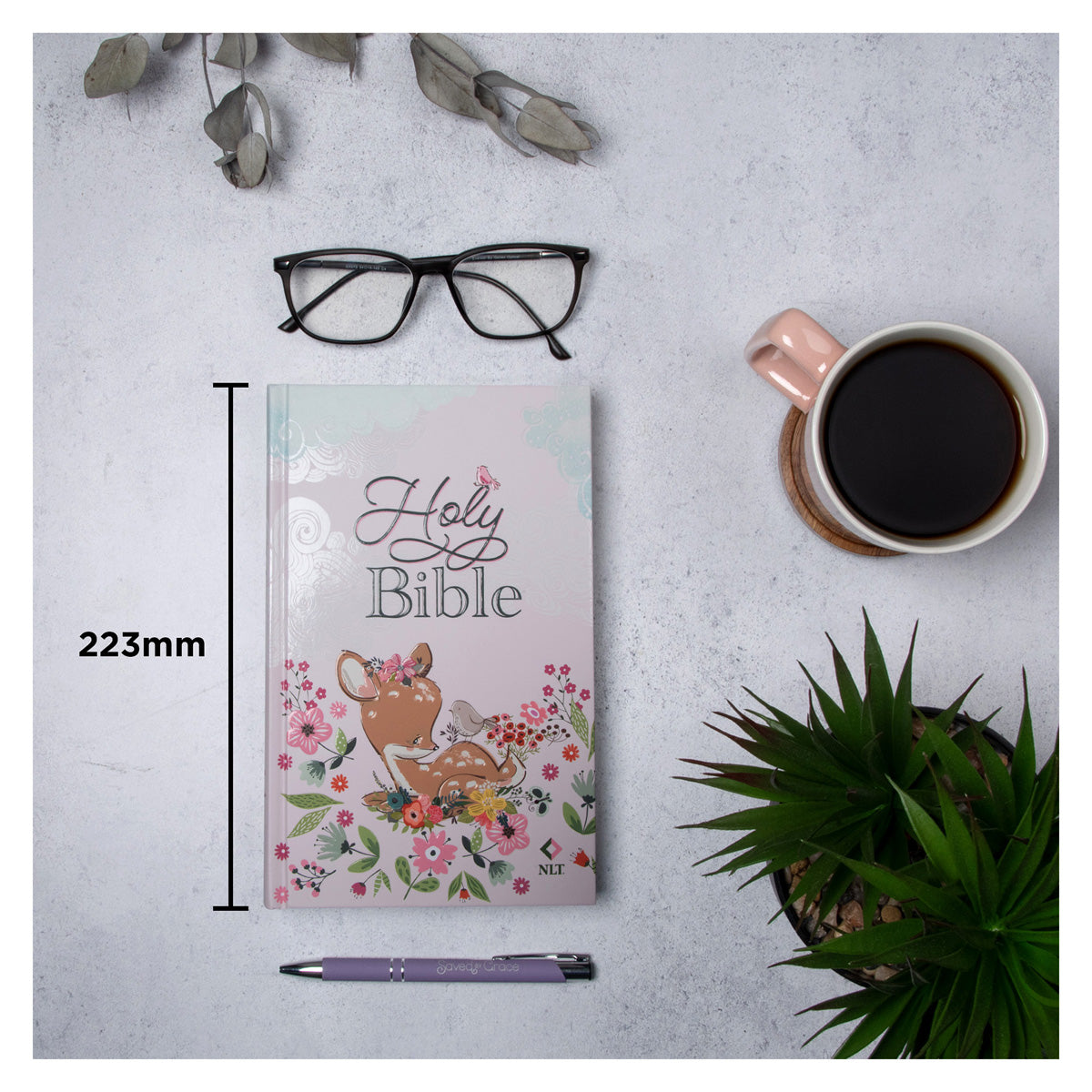 NLT Deer Hardcover Baby Bible for Girls
