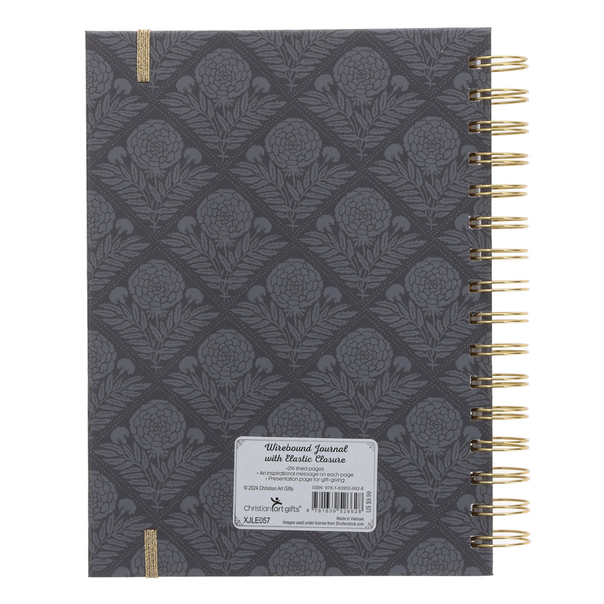 For God so Loved the World Grey Chunky Hardcover Wirebound Journal with Elastic Closure